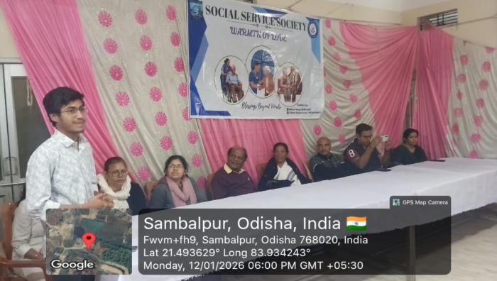 Students of the Social Service Society visited the old age home at Sambalpur on 12/01/2026